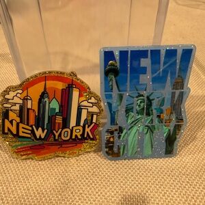 2 - New York City Skyline Magnet Set gift acrylic glitter handmade lot